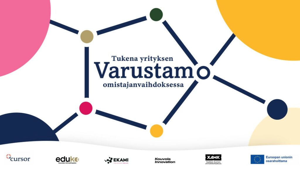 Varustamo-hankkeen logo, jossa suoria värikkäitä viivoja yhdistettynä toisiinsa.